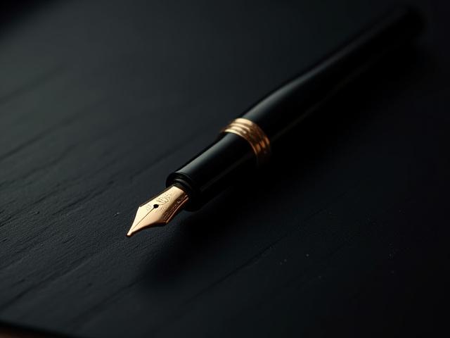 Sleek, black ebonite fountain pen with Urushi lacquer finish
